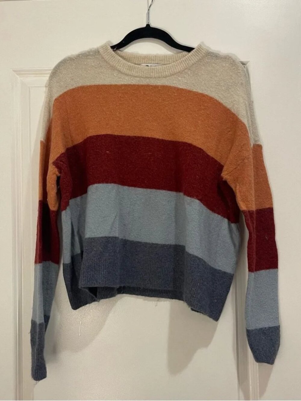 SIZE S | Madewell Wool Sweater, Red Blue Orange Cream